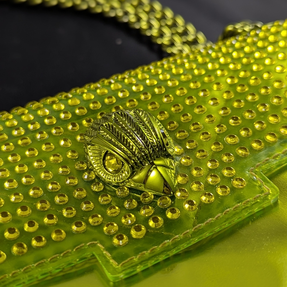 Kurt Geiger Neon Green Studded Shoulder Bag